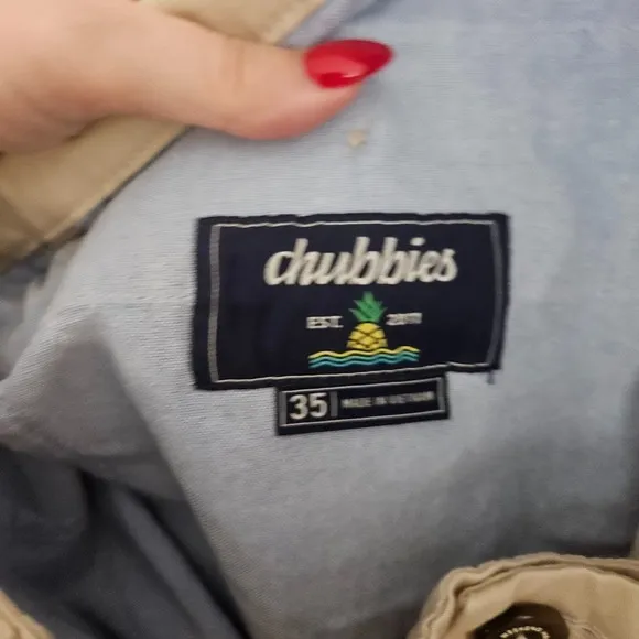 Chubbies Aramadas Shorts 35 Khakinators 7 in Flat Front Twill Stretch Weekend