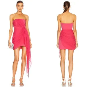 CINQ À SEPT Yuki Ruched Mini Dress In Pink. Size 6