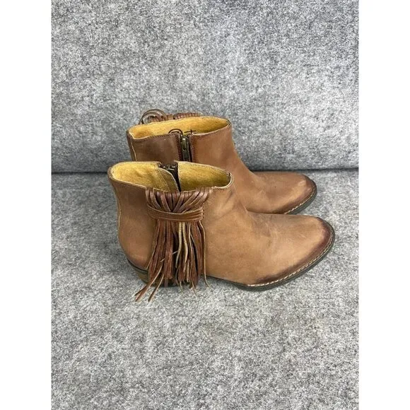 Circle G by Corral Booties Boots Women's 7.5 Tan Fringe Western Cowgirl Zip