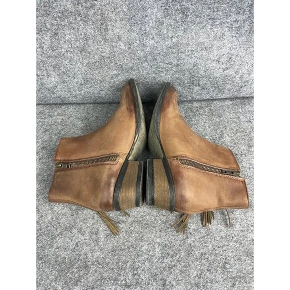 Circle G by Corral Booties Boots Women's 7.5 Tan Fringe Western Cowgirl Zip