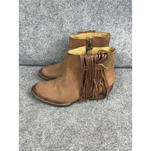 Circle G by Corral Booties Boots Women's 7.5 Tan Fringe Western Cowgirl Zip
