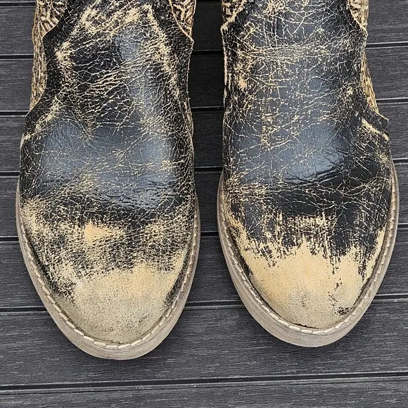 Circle G by Corral Distressed Leather Cutout Side Zip Booties Q5021 Womens Sz 7