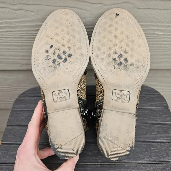 Circle G by Corral Distressed Leather Cutout Side Zip Booties Q5021 Womens Sz 7