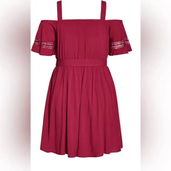 City Chic Dress Cold Shoulder Open Shoulder Dress NWT! in Rhubarb size 16
