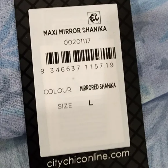 City Chic Shanika Mirror boho Maxi Dress - Sky plus size L 20