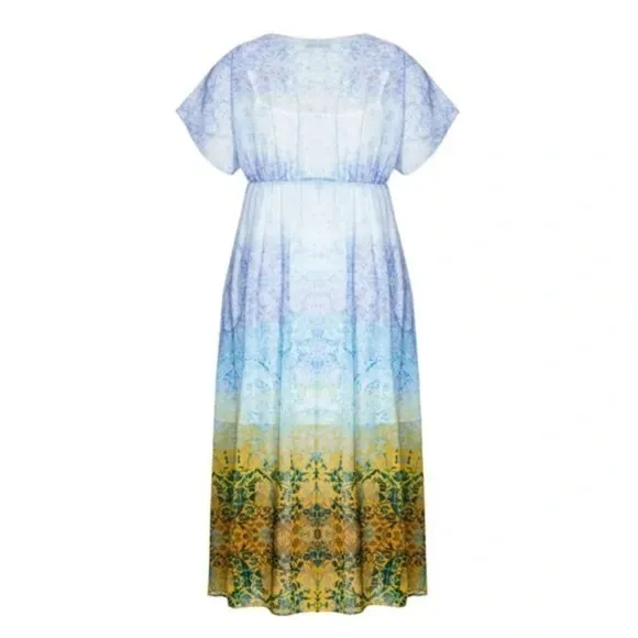 City Chic Shanika Mirror boho Maxi Dress - Sky plus size L 20