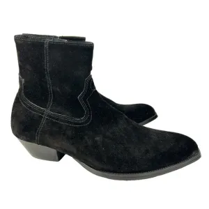 Civil Regime Black Leather Suede Short Ankle Western Boots Side Zip Shoes 7 NEW