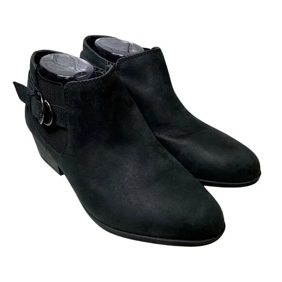 Clarks Adreena Field Bootie Womens Size 11 M Black Leather Side Zip Ankle Boots