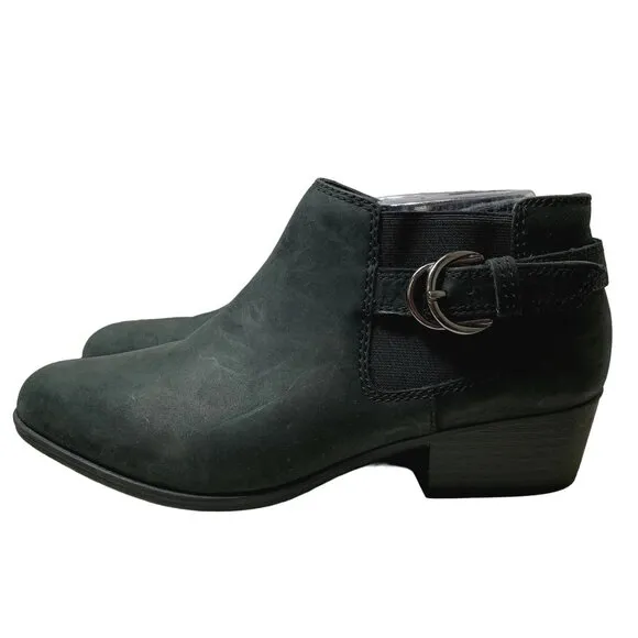 Clarks Adreena Field Bootie Womens Size 11 M Black Leather Side Zip Ankle Boots