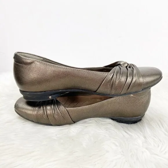 Clarks Artisan 6 M Womens Bronzer Metallic Leather Comfort Flats