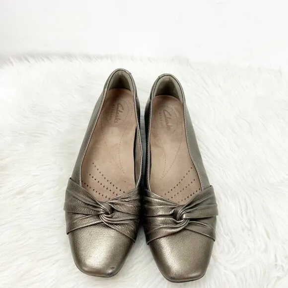 Clarks Artisan 6 M Womens Bronzer Metallic Leather Comfort Flats