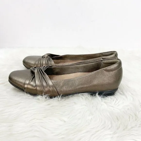Clarks Artisan 6 M Womens Bronzer Metallic Leather Comfort Flats