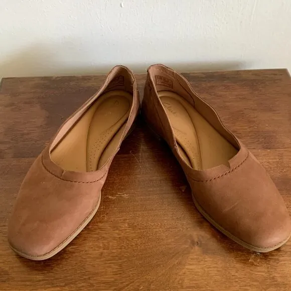 Clarks Brown Leather Loafer Flats Pure Walk Comfort Size 6 NWOT