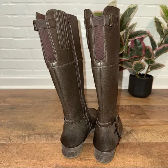 Clarks Brown Side-Zip Knee-High Boots