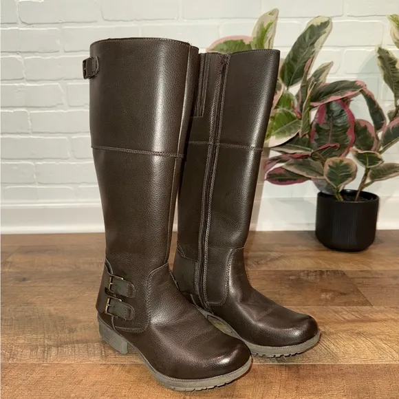 Clarks Brown Side-Zip Knee-High Boots