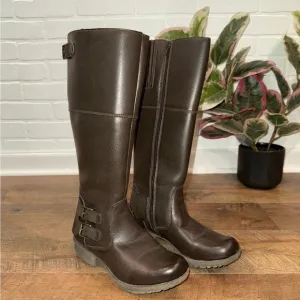 Clarks Brown Side-Zip Knee-High Boots