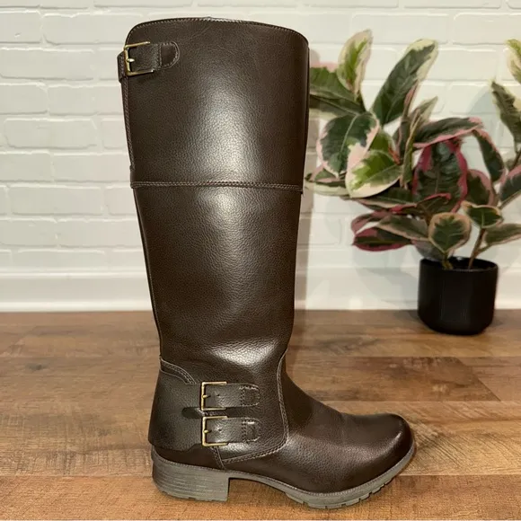 Clarks Brown Side-Zip Knee-High Boots