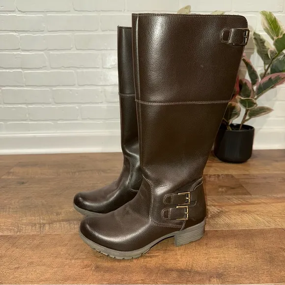 Clarks Brown Side-Zip Knee-High Boots