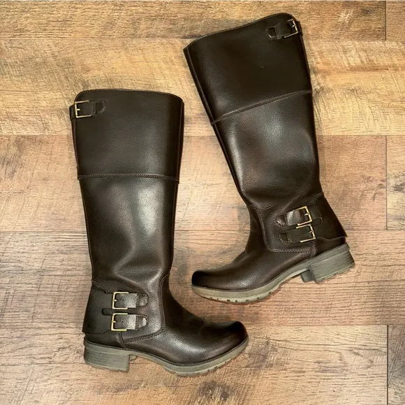Clarks Brown Side-Zip Knee-High Boots
