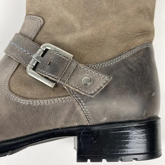 Clarks Distressed Taupe Leather Ankle Boots
