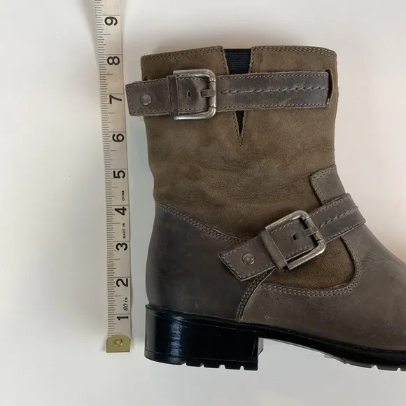 Clarks Distressed Taupe Leather Ankle Boots