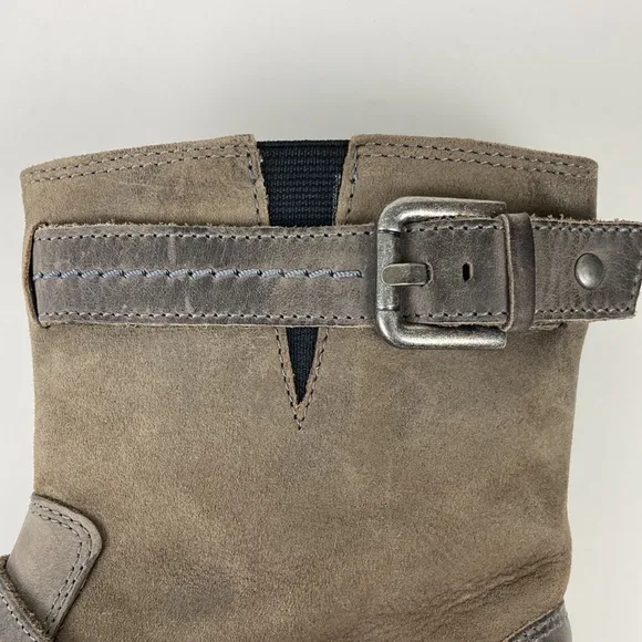 Clarks Distressed Taupe Leather Ankle Boots