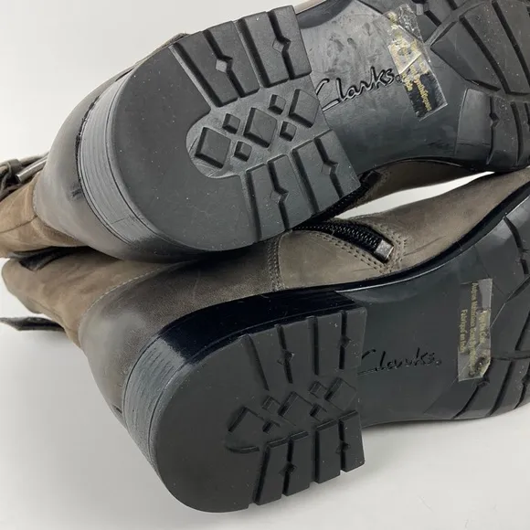 Clarks Distressed Taupe Leather Ankle Boots