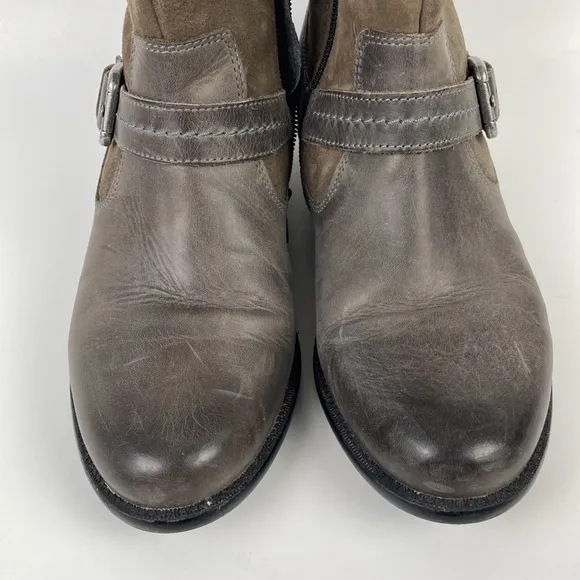 Clarks Distressed Taupe Leather Ankle Boots