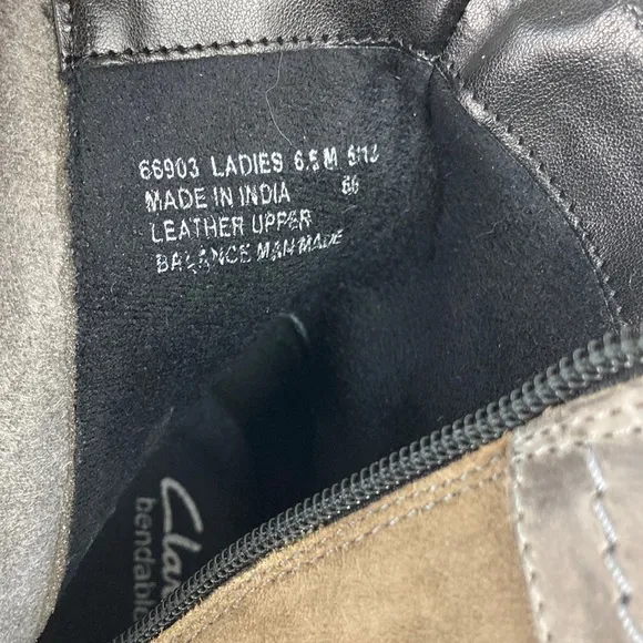 Clarks Distressed Taupe Leather Ankle Boots