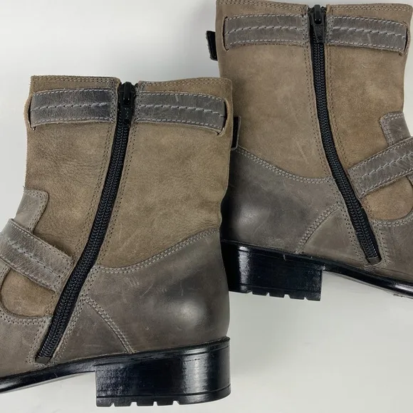 Clarks Distressed Taupe Leather Ankle Boots