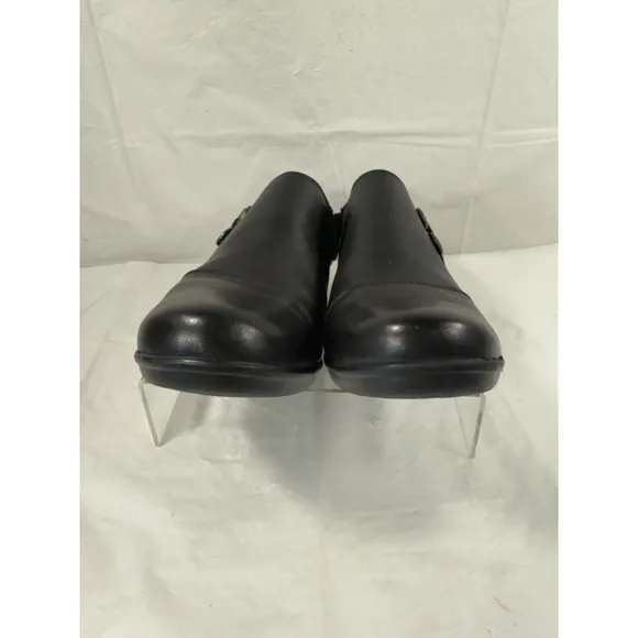 CLARKS Emslie Warren Leather Shooties Size 9.5 M Shoes Slip On Black Leather