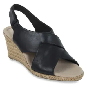 Clarks Lafley Back Strap Slingback Espadrille Wedges Black Size 10
