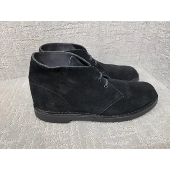 Clarks Men's Size 9.5 M Black Low Top Lace Up Suede Round Toe Fashion Shoes