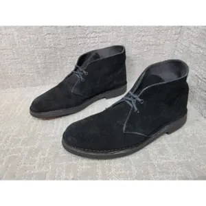 Clarks Men's Size 9.5 M Black Low Top Lace Up Suede Round Toe Fashion Shoes