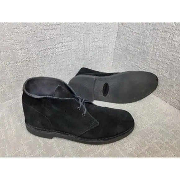 Clarks Men's Size 9.5 M Black Low Top Lace Up Suede Round Toe Fashion Shoes