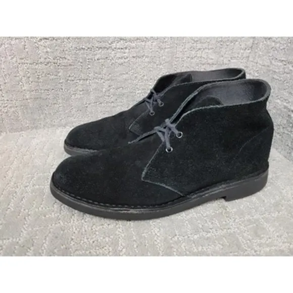 Clarks Men's Size 9.5 M Black Low Top Lace Up Suede Round Toe Fashion Shoes