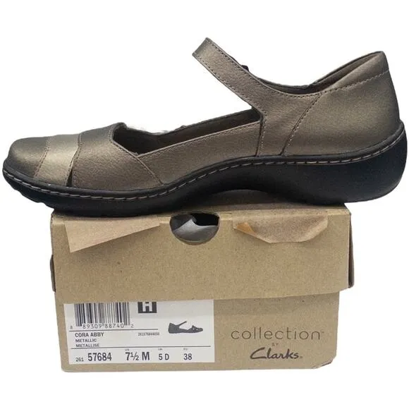 Clarks Metallic Cora Abby Mary Jane Flats 7.5 Women's