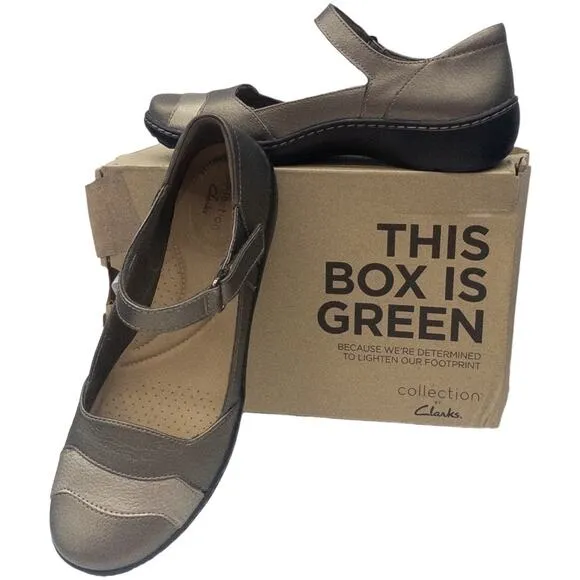 Clarks Metallic Cora Abby Mary Jane Flats 7.5 Women's
