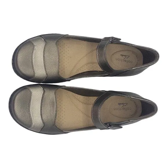 Clarks Metallic Cora Abby Mary Jane Flats 7.5 Women's