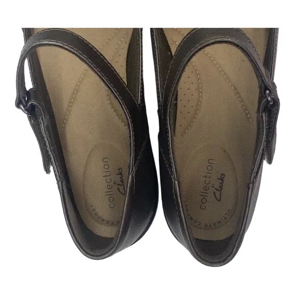 Clarks Metallic Cora Abby Mary Jane Flats 7.5 Women's