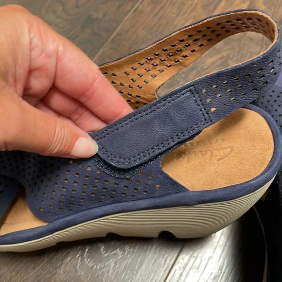 Clarks Navy blue Wedge Slingback Sandals