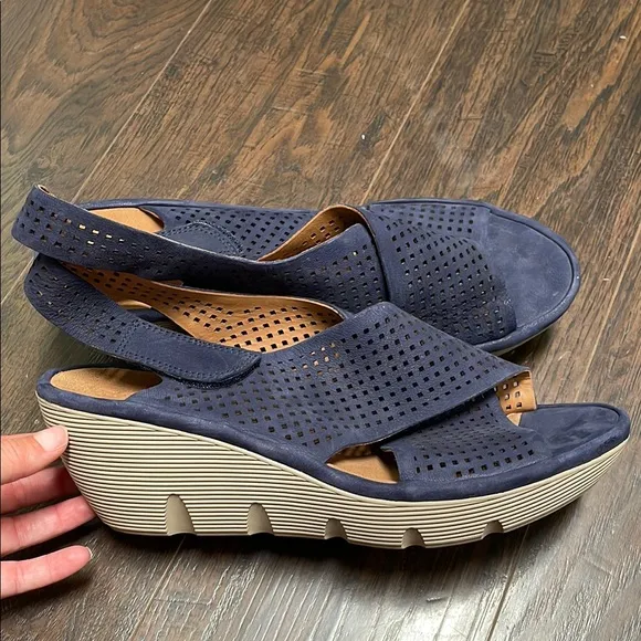 Clarks Navy blue Wedge Slingback Sandals