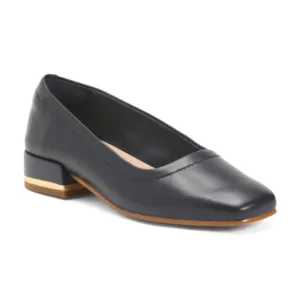 CLARKS Navy Leather Seren 30 Court Comfort Flats