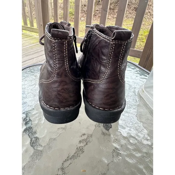 Clarks Nikki North Leather Ankle Boots Side Zip Lace Up Brown Casual Woman 8.5M