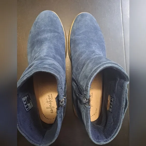 Clarks Royal Blue Sharon Salon Wedge Ankle Boots   Size 8.5