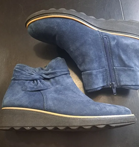 Clarks Royal Blue Sharon Salon Wedge Ankle Boots   Size 8.5