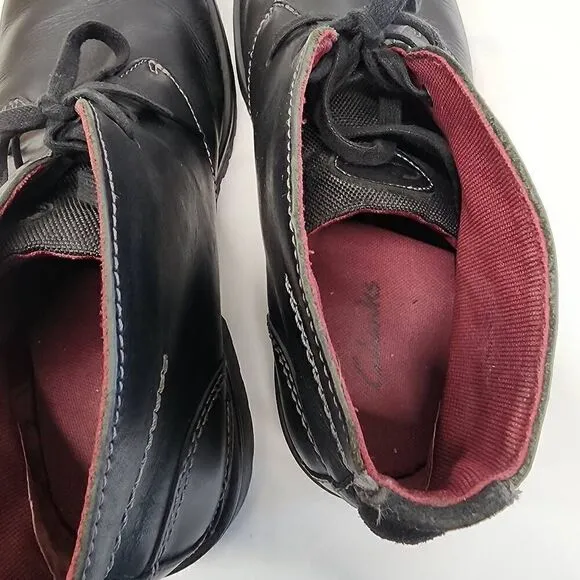 Clarks Size 12 Black Leather Chukka Boots Kyros Limit Lace Up O
