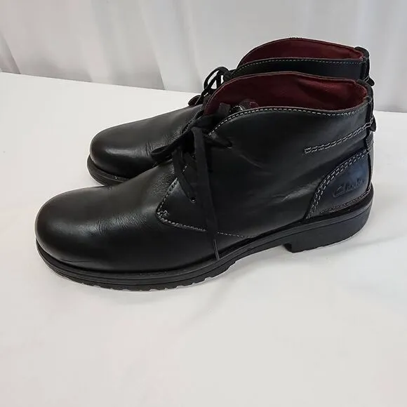 Clarks Size 12 Black Leather Chukka Boots Kyros Limit Lace Up O