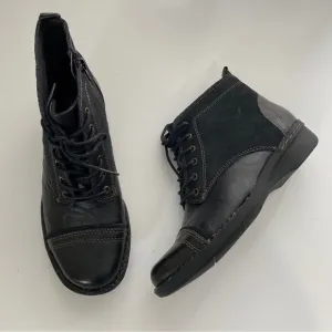 Clarks Womens‎ 6.5 Side Zip Leather Suede Ankle Boots Booties Gray Black