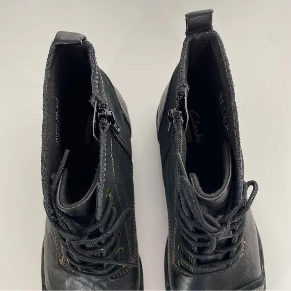 Clarks Womens‎ 6.5 Side Zip Leather Suede Ankle Boots Booties Gray Black
